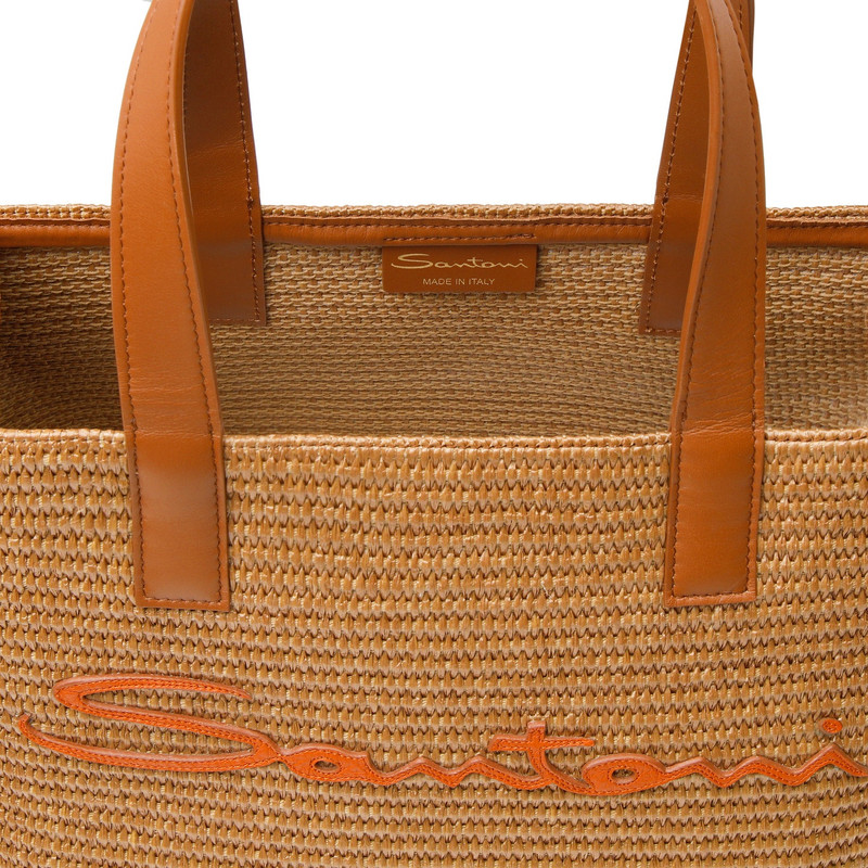 Brown raffia tote bag 3