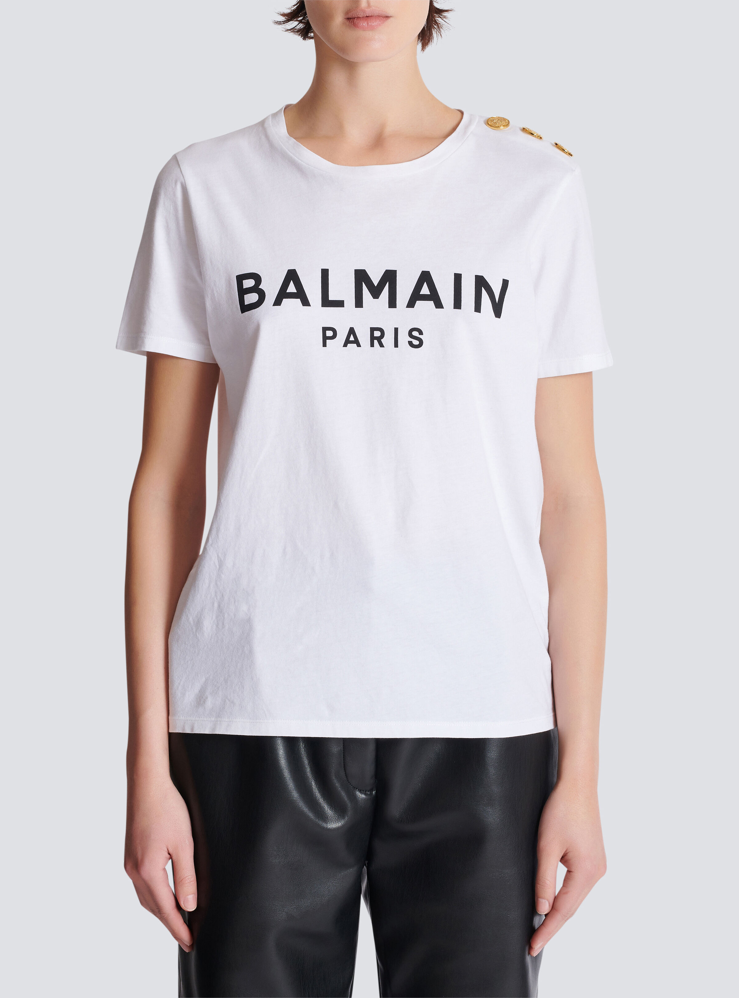 Eco-designed cotton T-shirt with Balmain logo print - 5