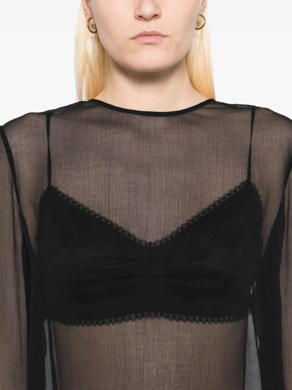 chiffon lace-trim blouse - 5