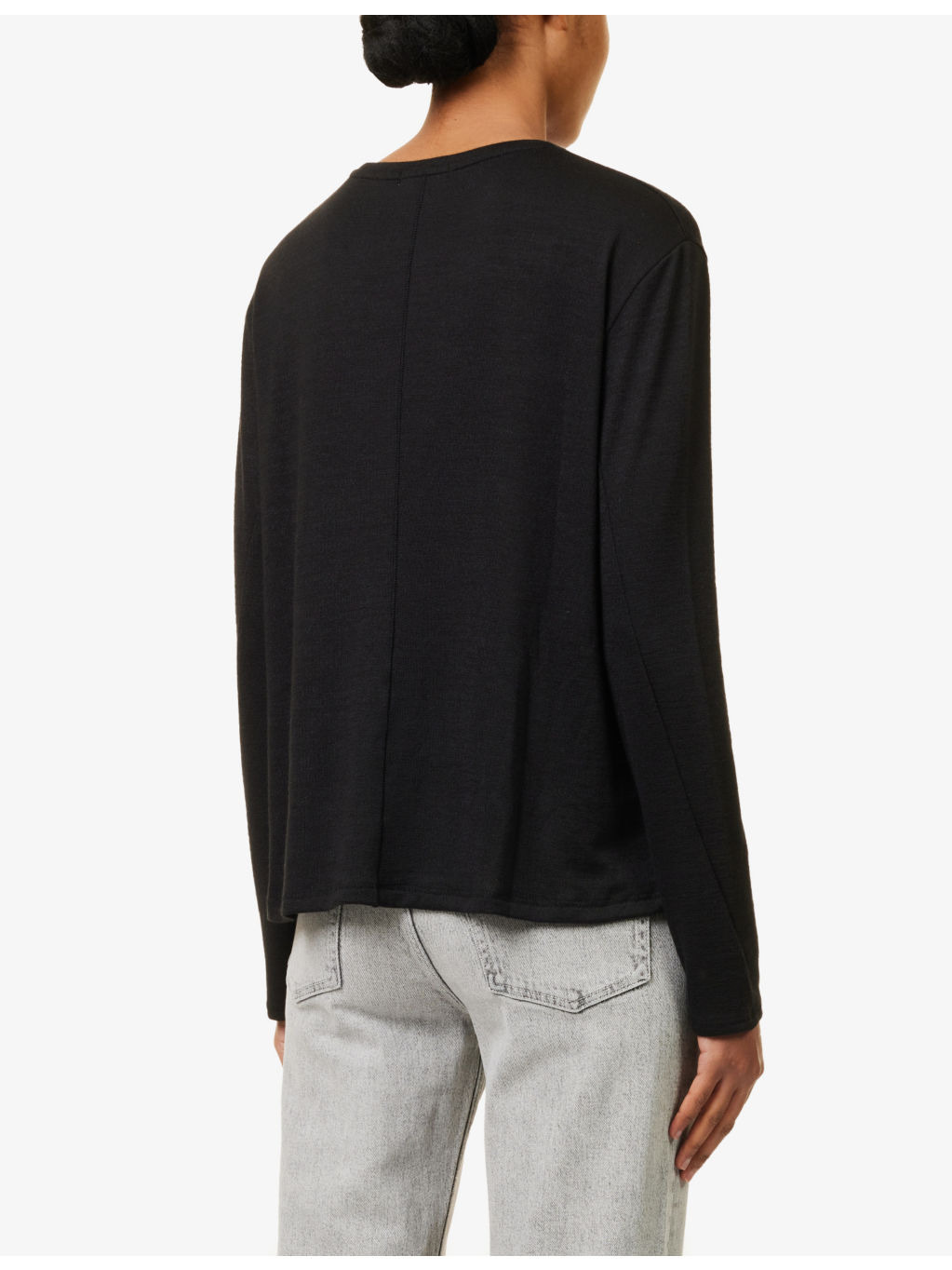 Split-hem long-sleeved woven top - 4