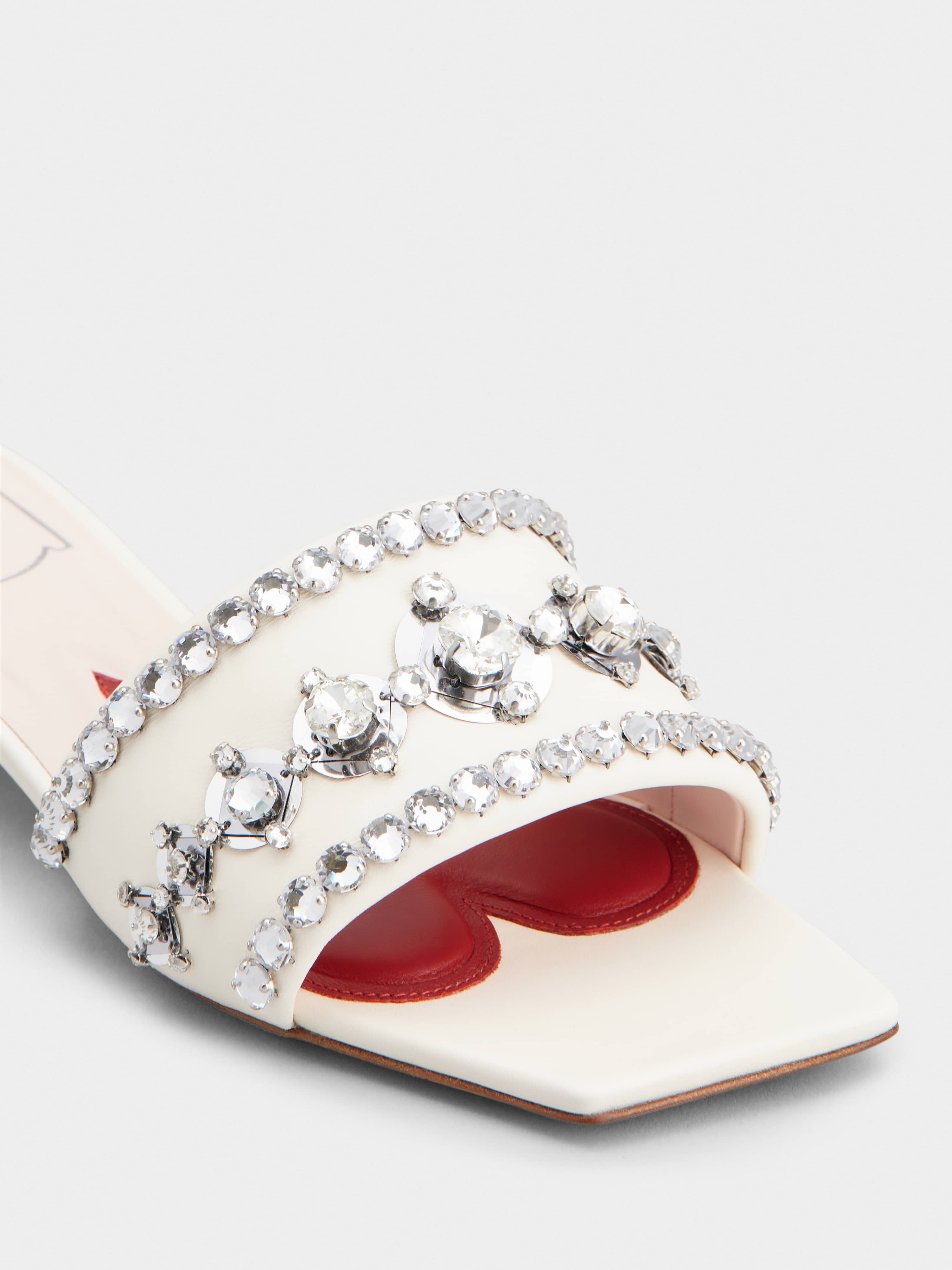 Strass Heel Disco Slides in Nappa Leather - 3