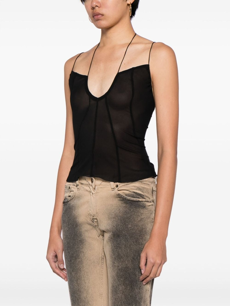U-plunging stretch-silk top 3