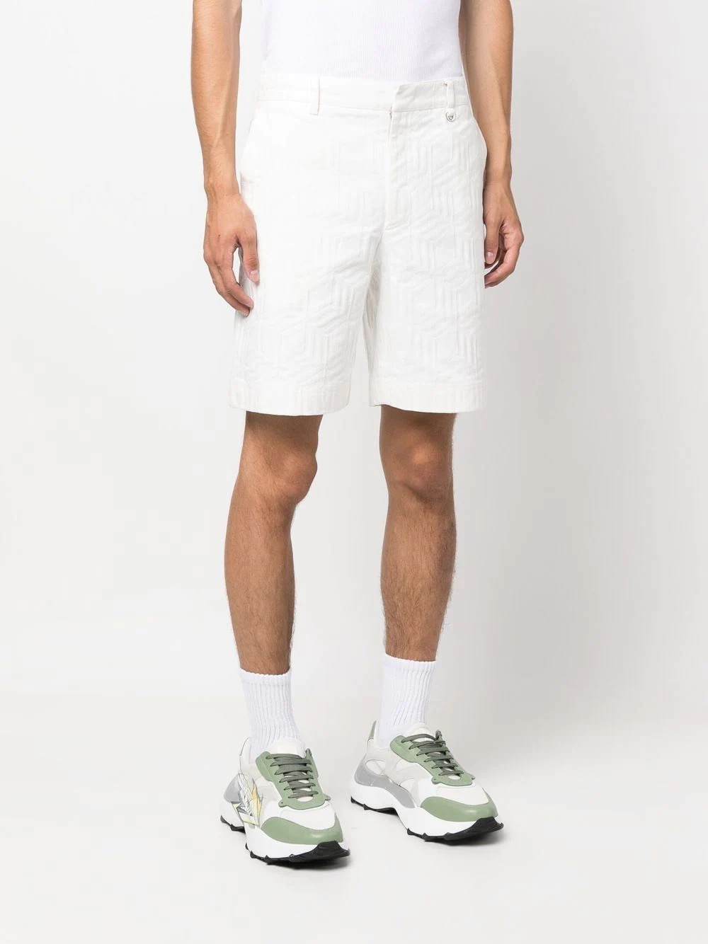 cubic-monogram tailored shorts - 3