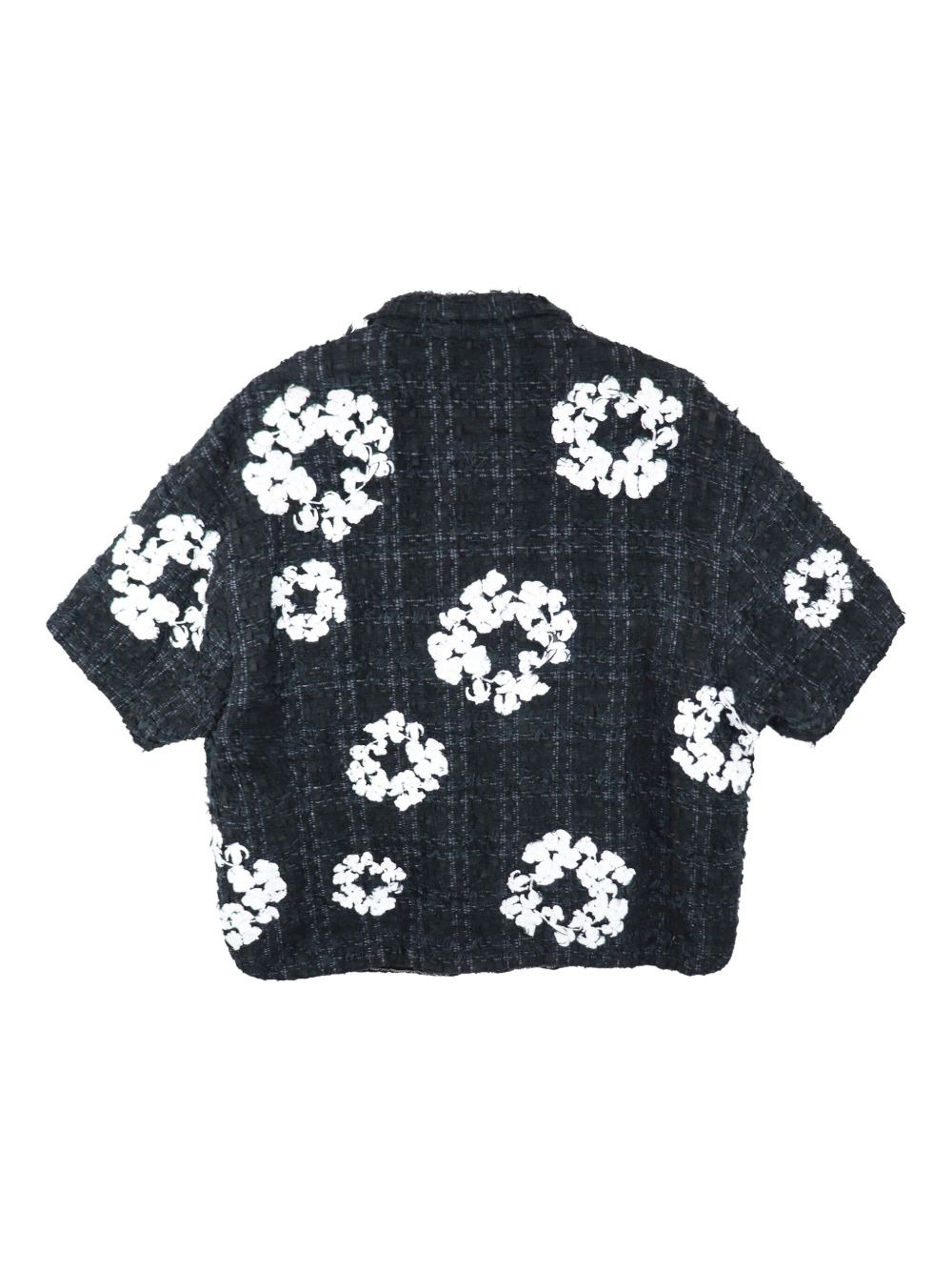 Half wreath-embellished tweed jacket - 2