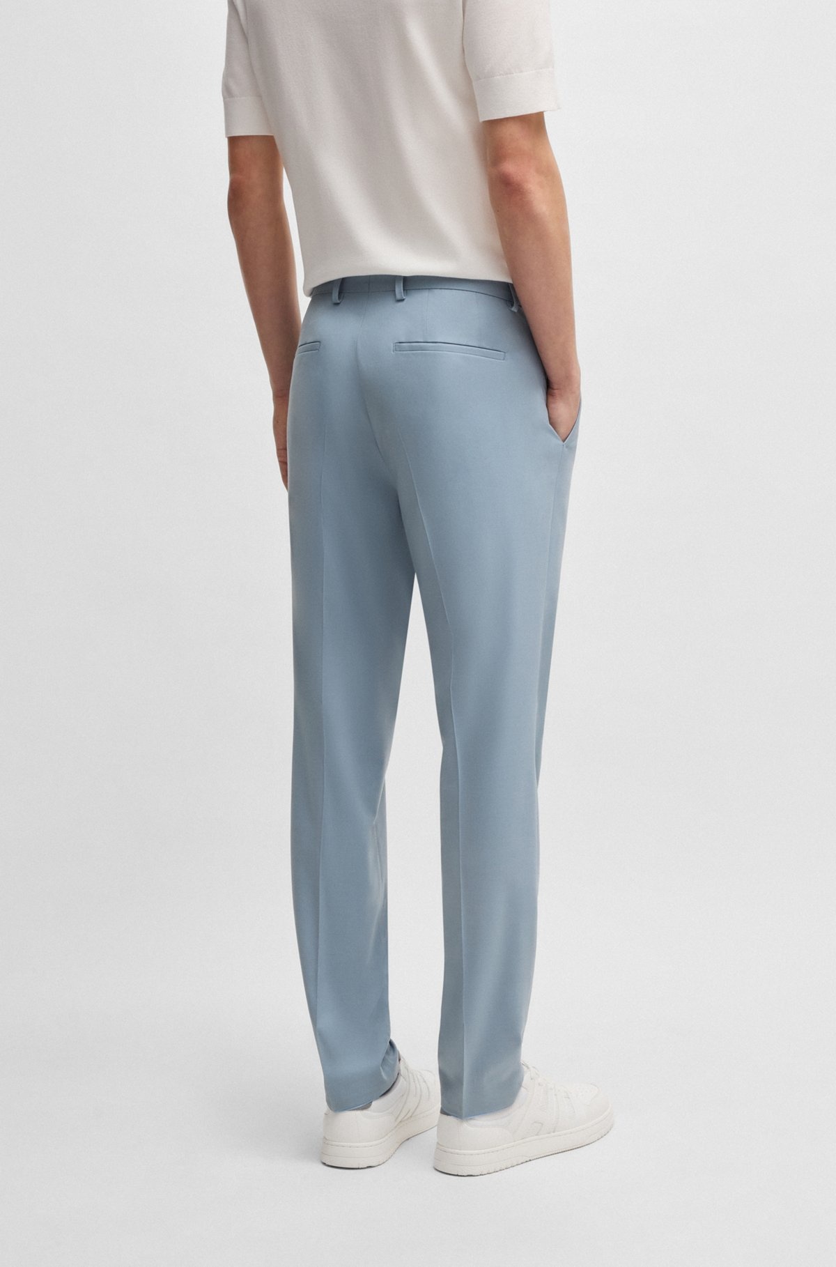 EXTRA-SLIM-FIT TROUSERS IN WOOL STRETCH POPLIN - 4
