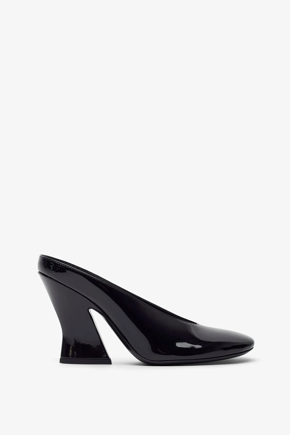 Sculpted heeled 95 black patent mules - 1