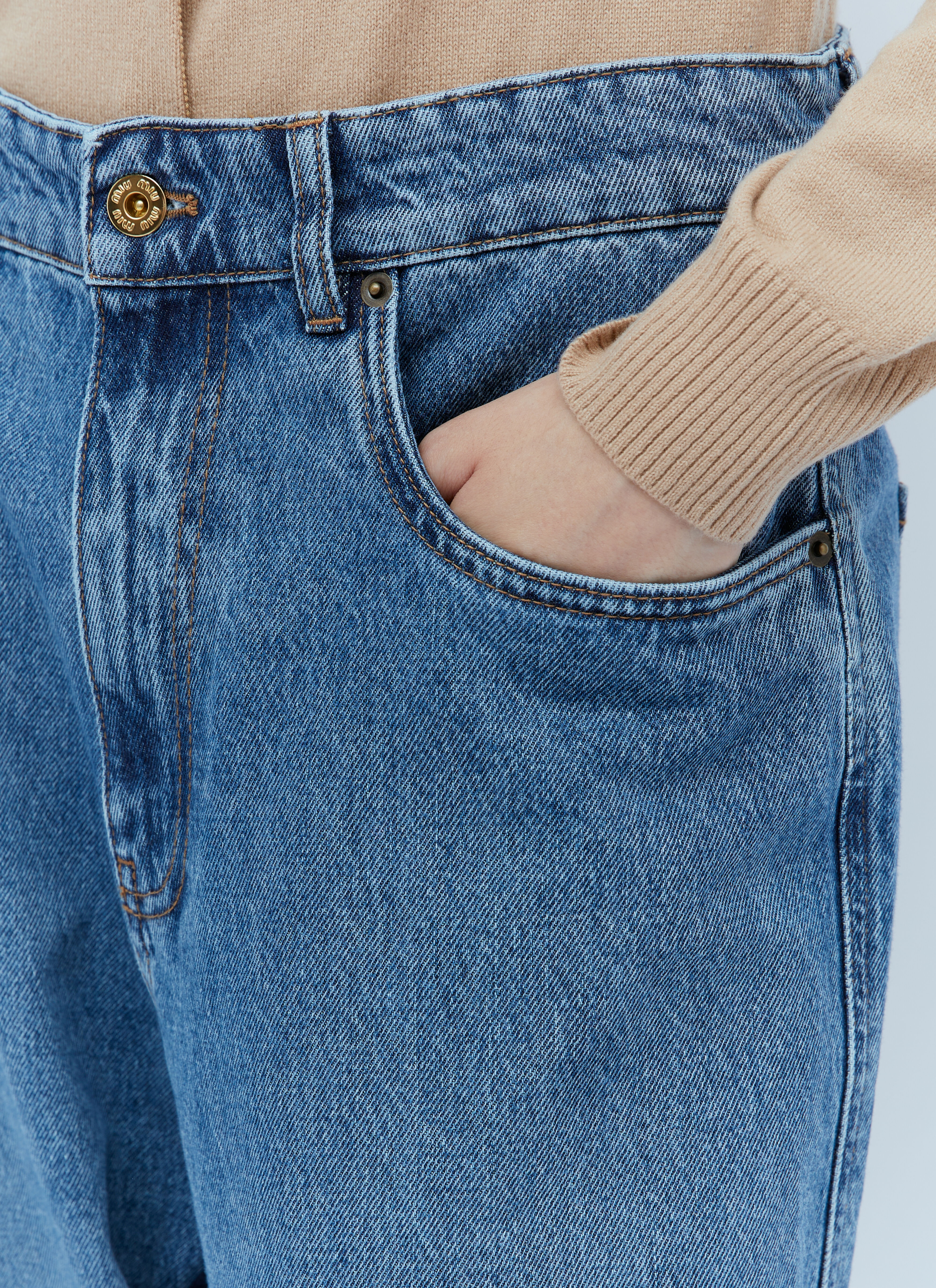 Miu Miu Logo Embroidery Jeans | lncc | REVERSIBLE