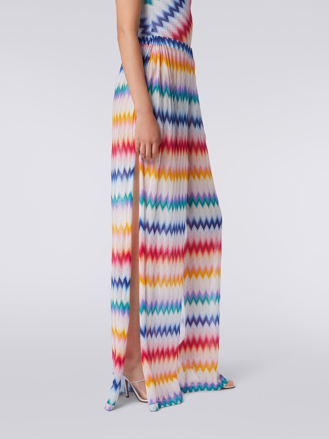Zigzag cover up trousers with lurex - 5