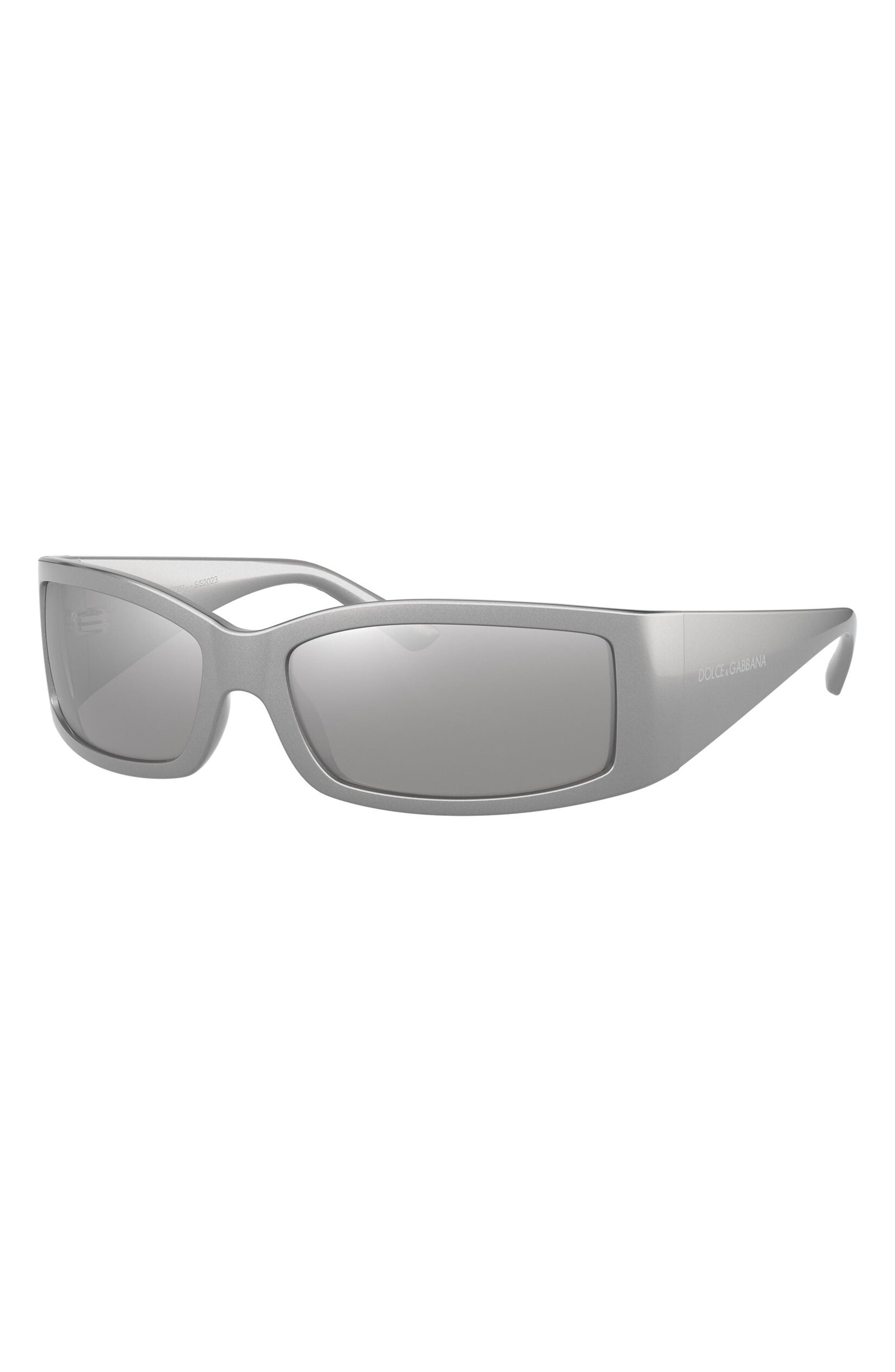 Dolce&Gabbana 61mm Polarized Rectangular Sunglasses in Metallic Grey at Nordstrom - 2