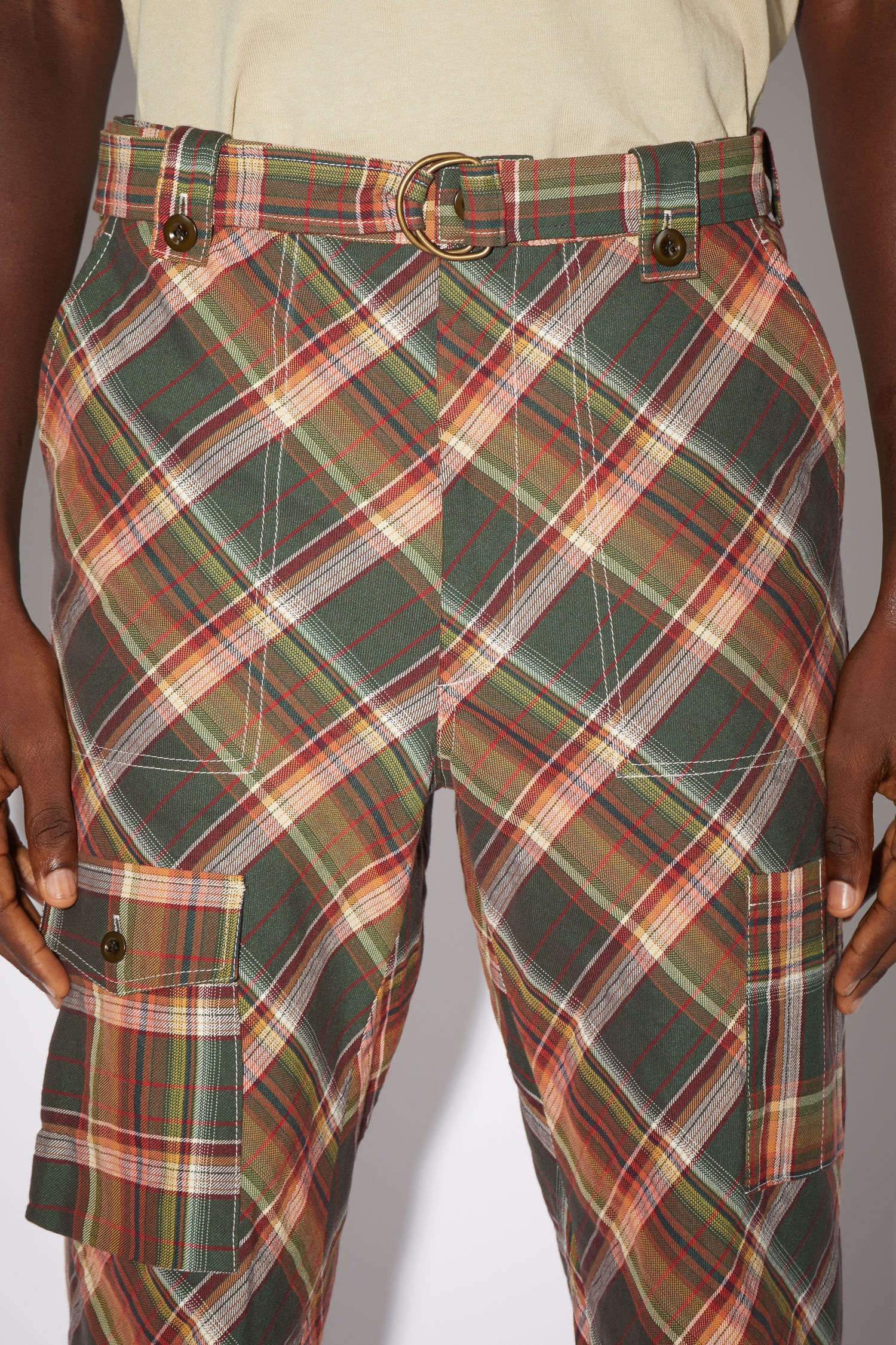 Slim combat trousers - Green/red - 6