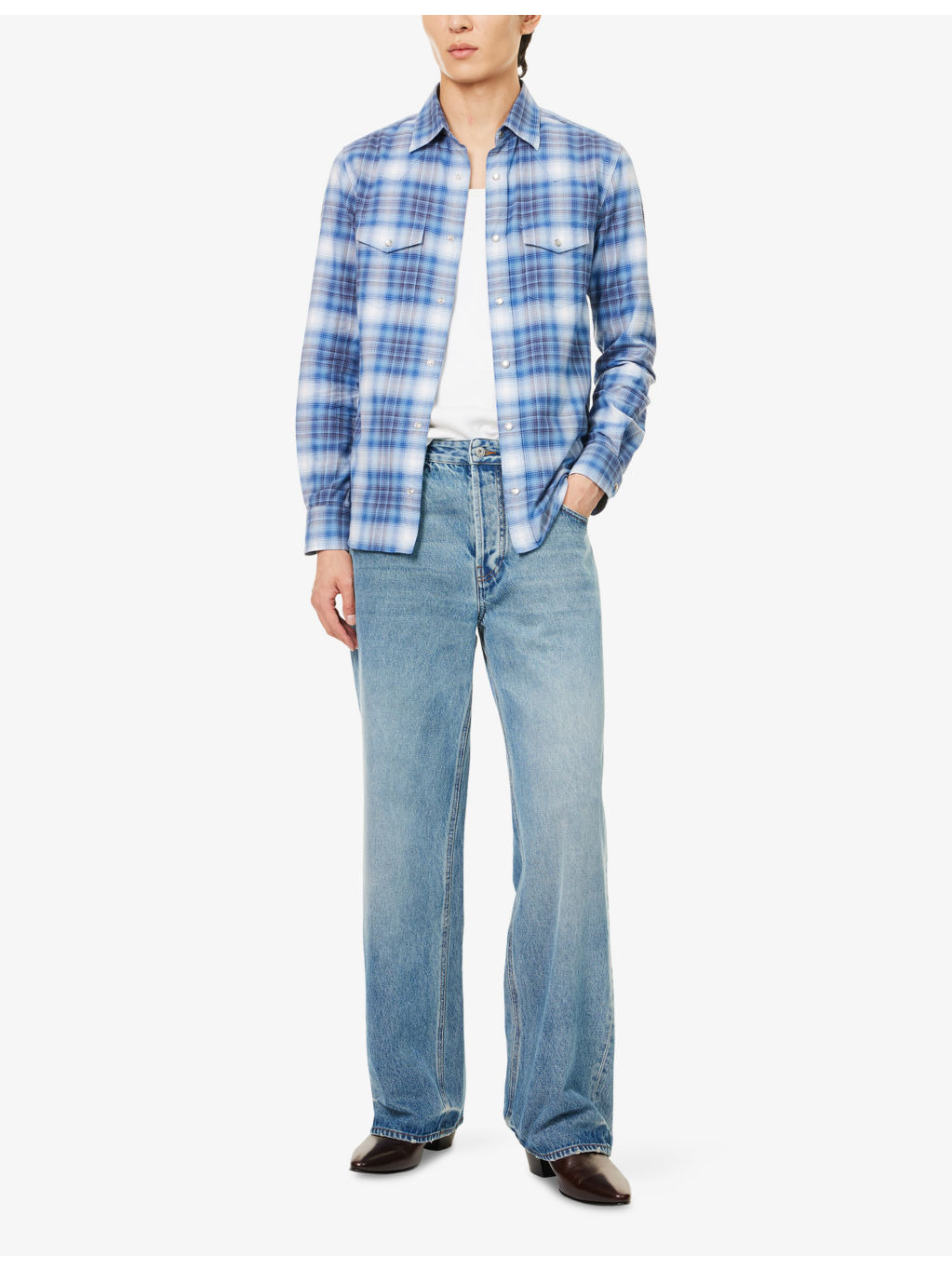 Slim-Fit Western Check Cotton Shirt - 2