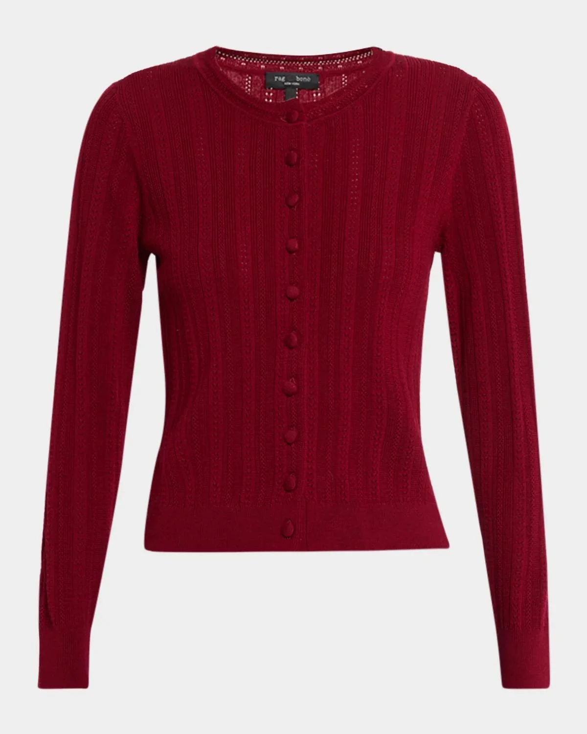Rhodes Pointelle Crewneck Cardigan - 1