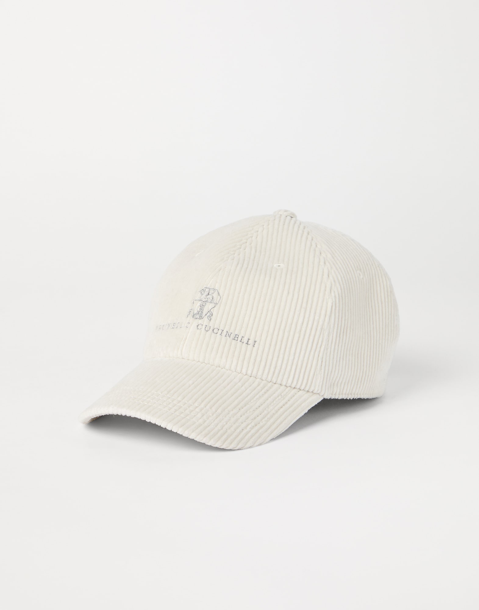 Comfort cotton and cashmere corduroy baseball cap with embroidered logo - 1