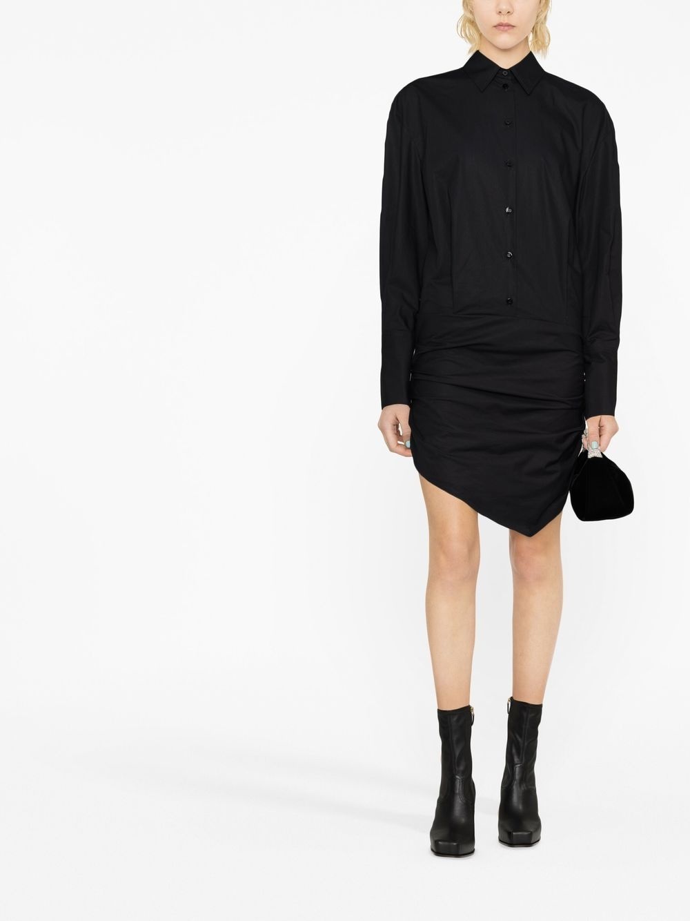 asymmetric-hem shirt dress - 2