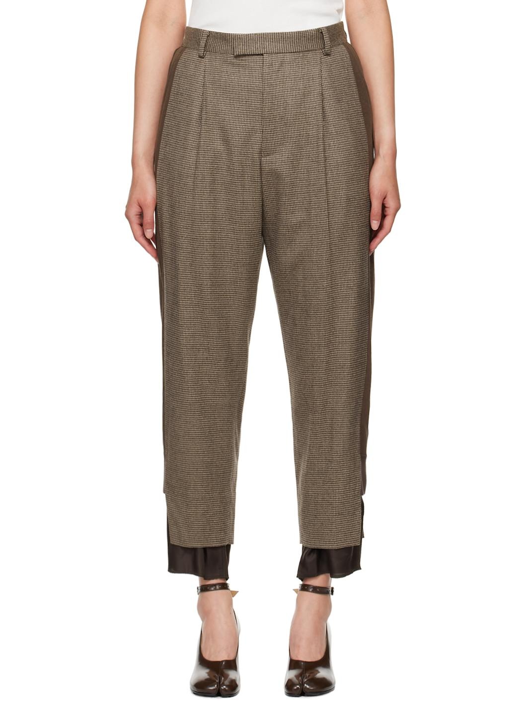 Brown Houndstooth Trousers - 1