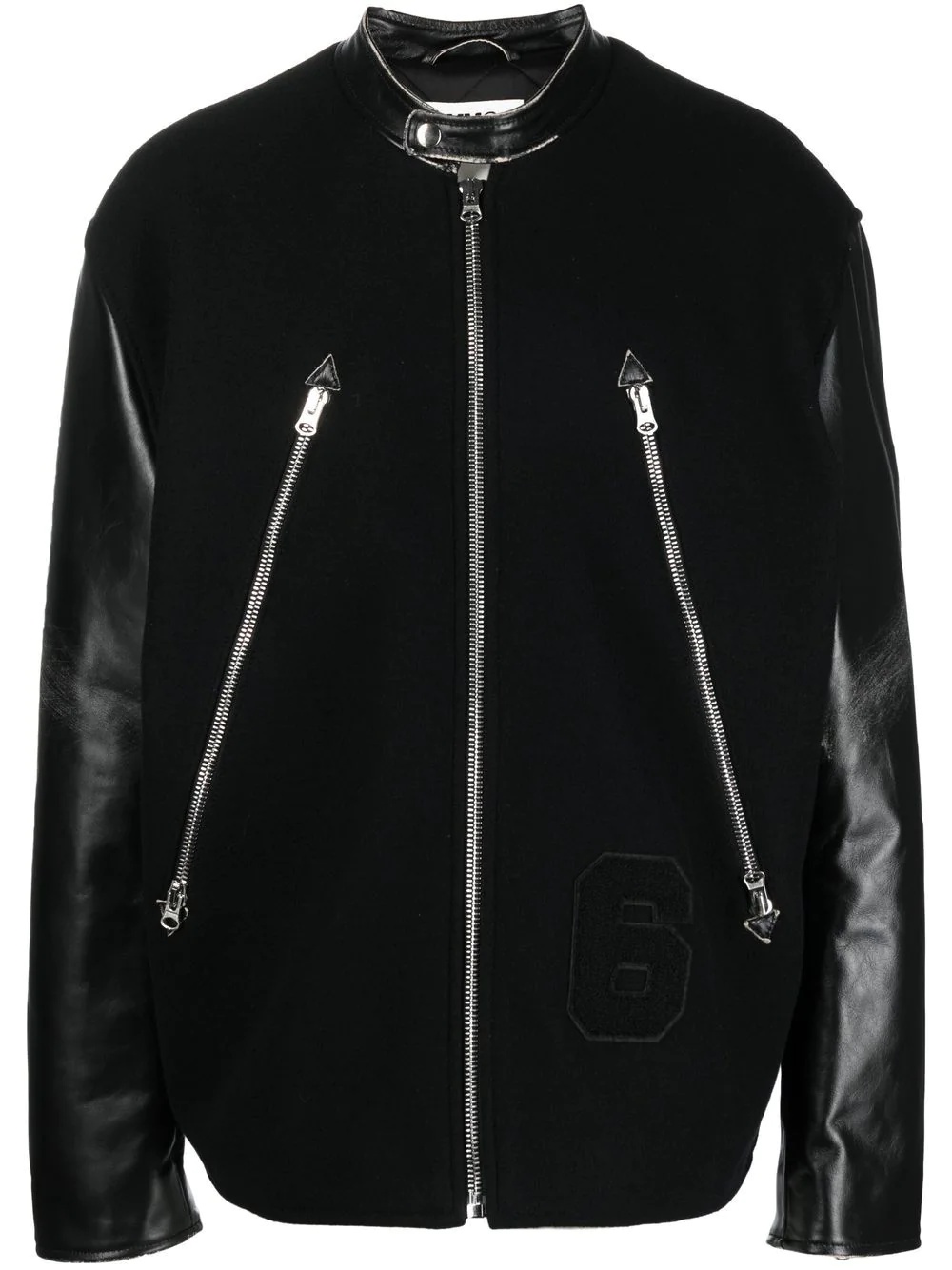 leather-panelled bomber jacket - 1