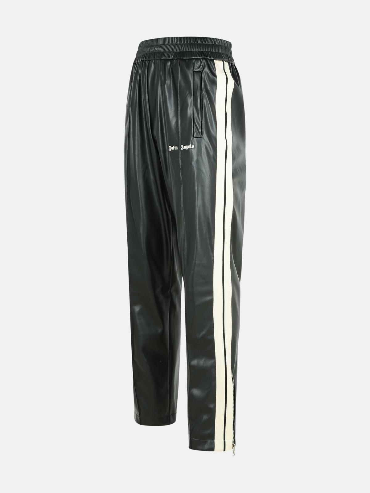 'TRACK LEATHER' BLACK POLYESTER BLEND PANTS - 2