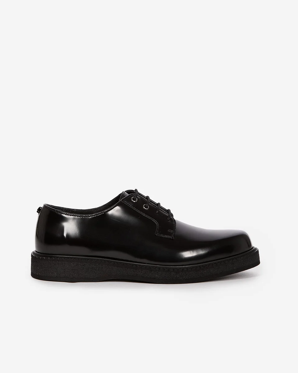 BLACK LEATHER DERBIES WITH EYELETS - 1