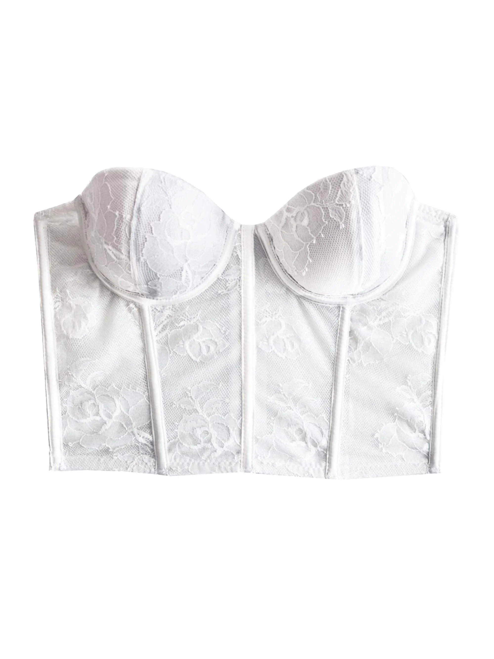 Women's Bouquet Lace Bustier Top - Snow - 1