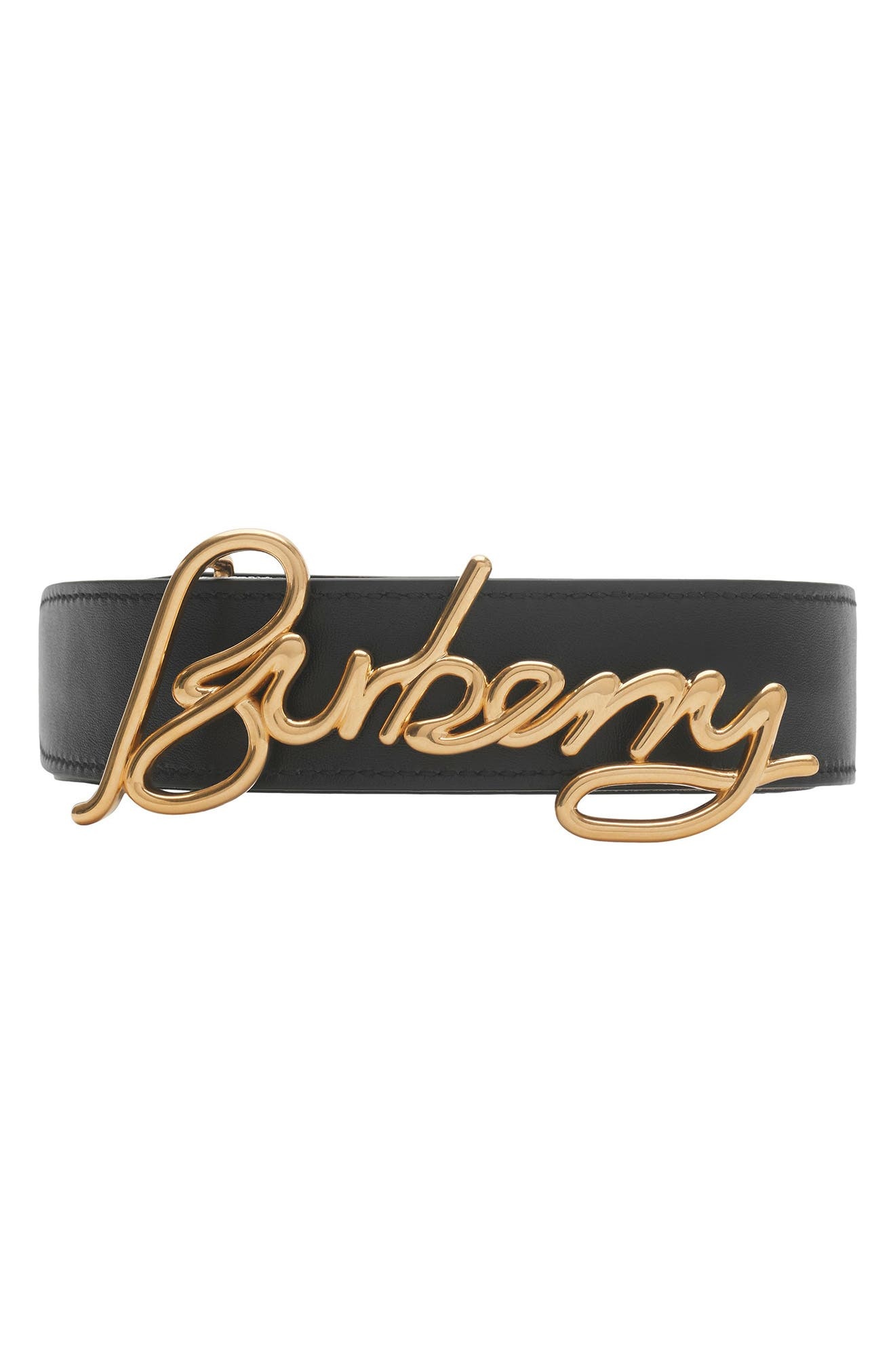 burberry Signature Buckle Reversible Belt in Sand Check/Black at Nordstrom - 2