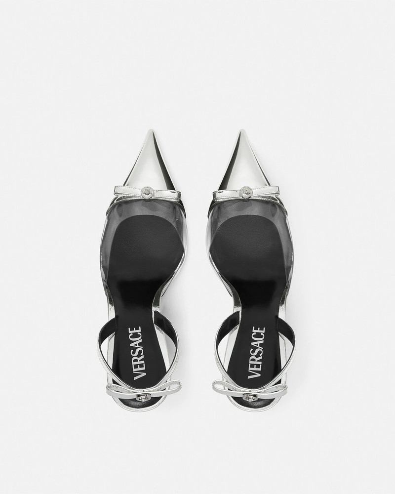 Gianni Ribbon Metallic Wedge Pumps 3.7"/95 mm 5