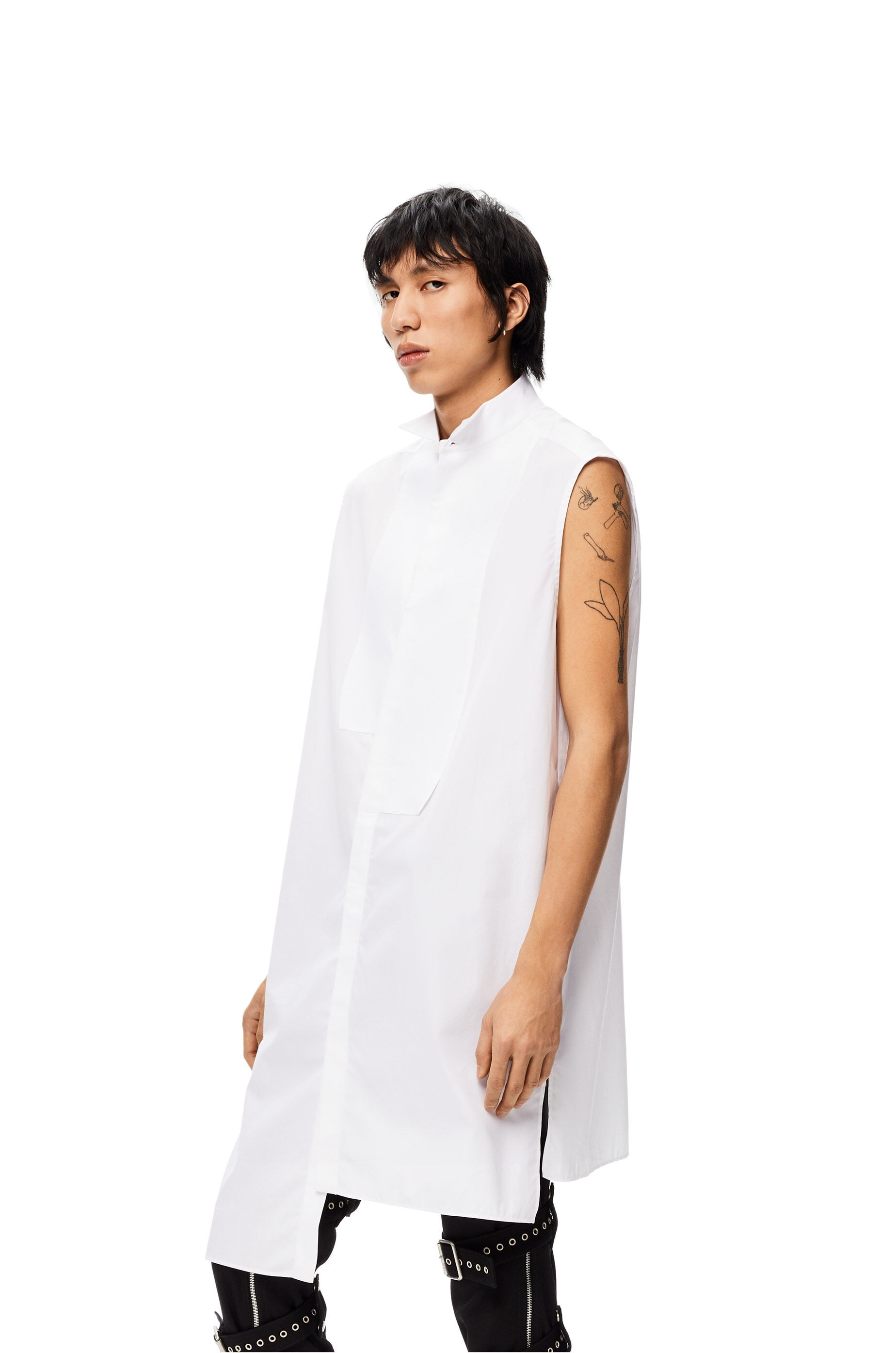 Sleeveless long shirt in cotton - 3