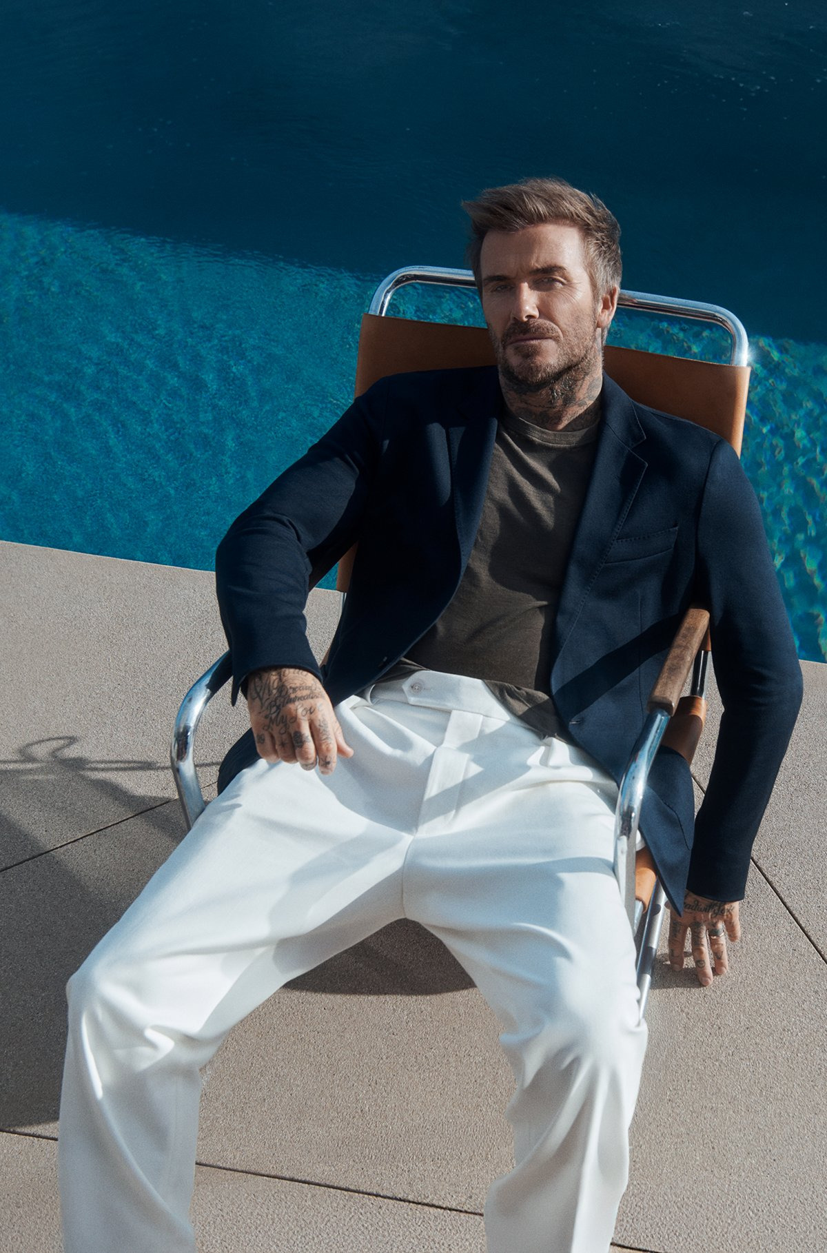 BECKHAM X BOSS BLAZER IN A MELANGE COTTON BLEND - 2