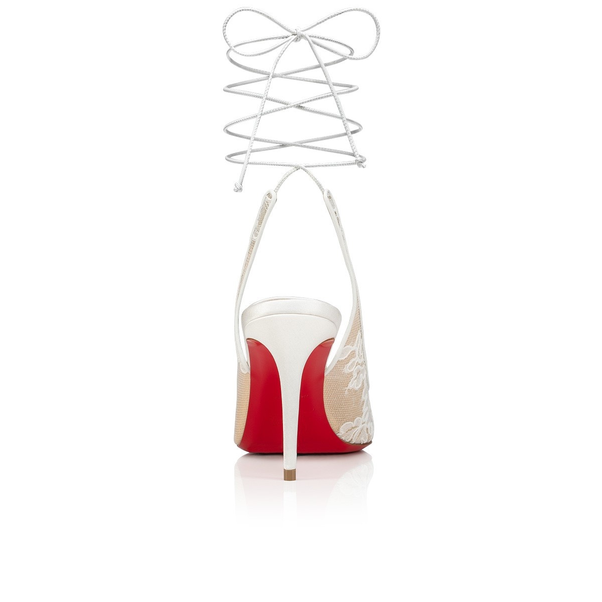 Louboutin white lace up heels best sale