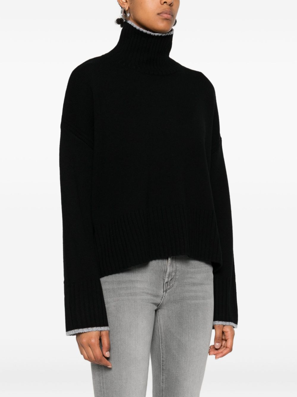 high-neck cropped sweater - 3