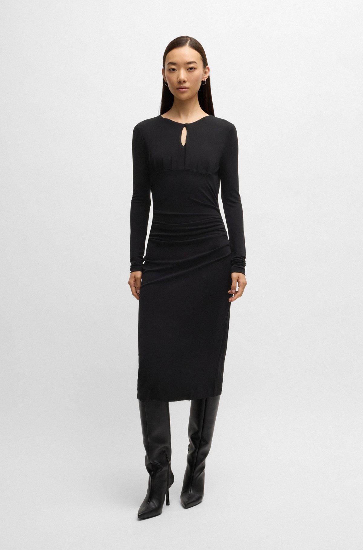 MATTE-JERSEY DRESS WITH KEYHOLE NECKLINE - 2