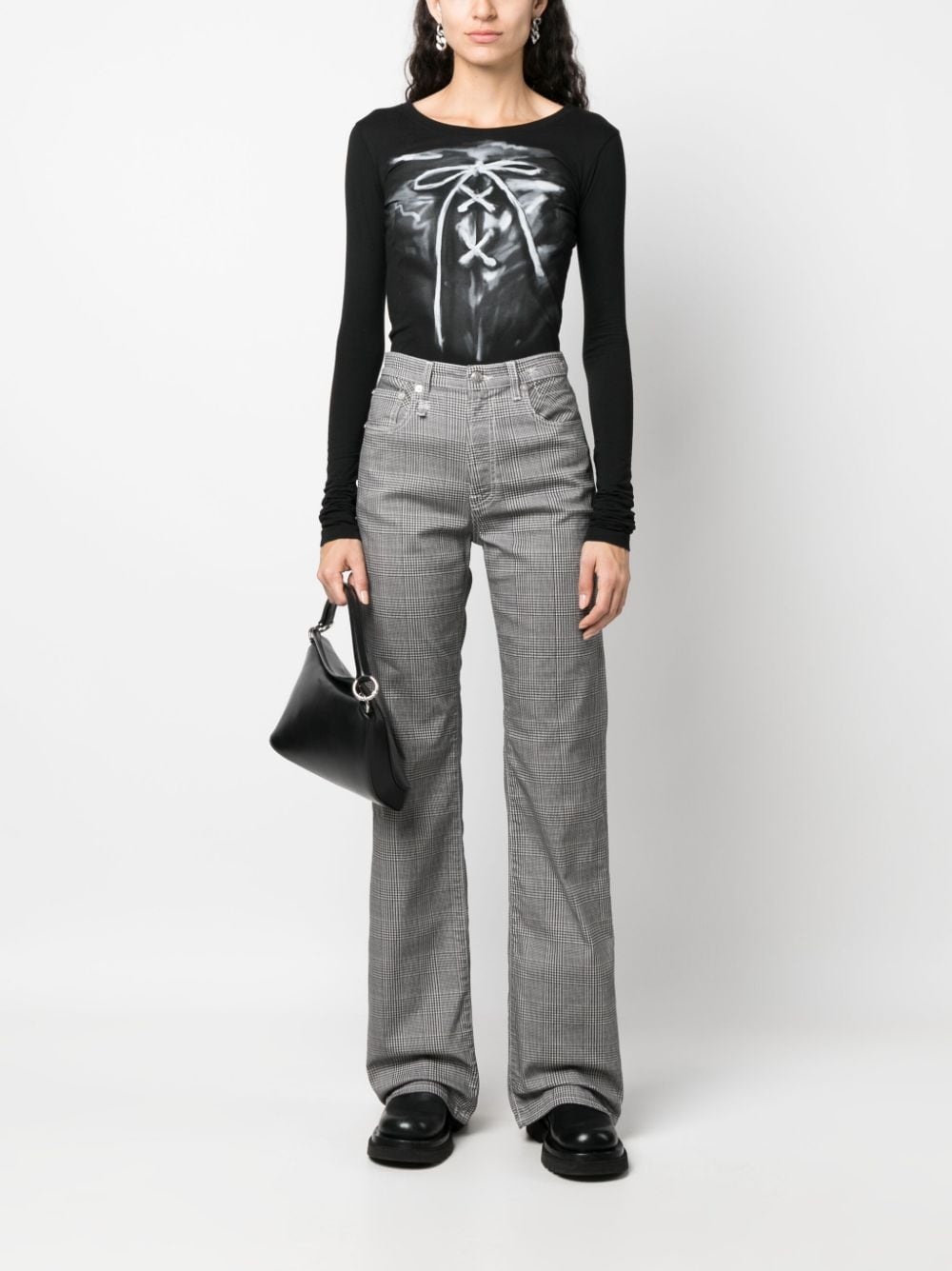 Jane Jean plaid straight-flared jeans - 2