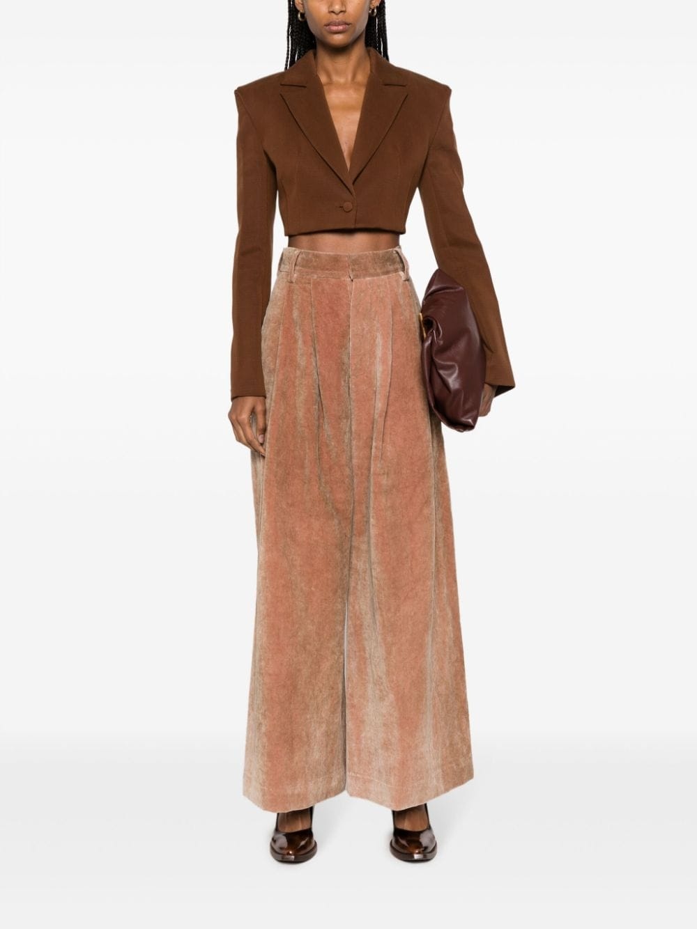 wide-leg velvet trousers - 4