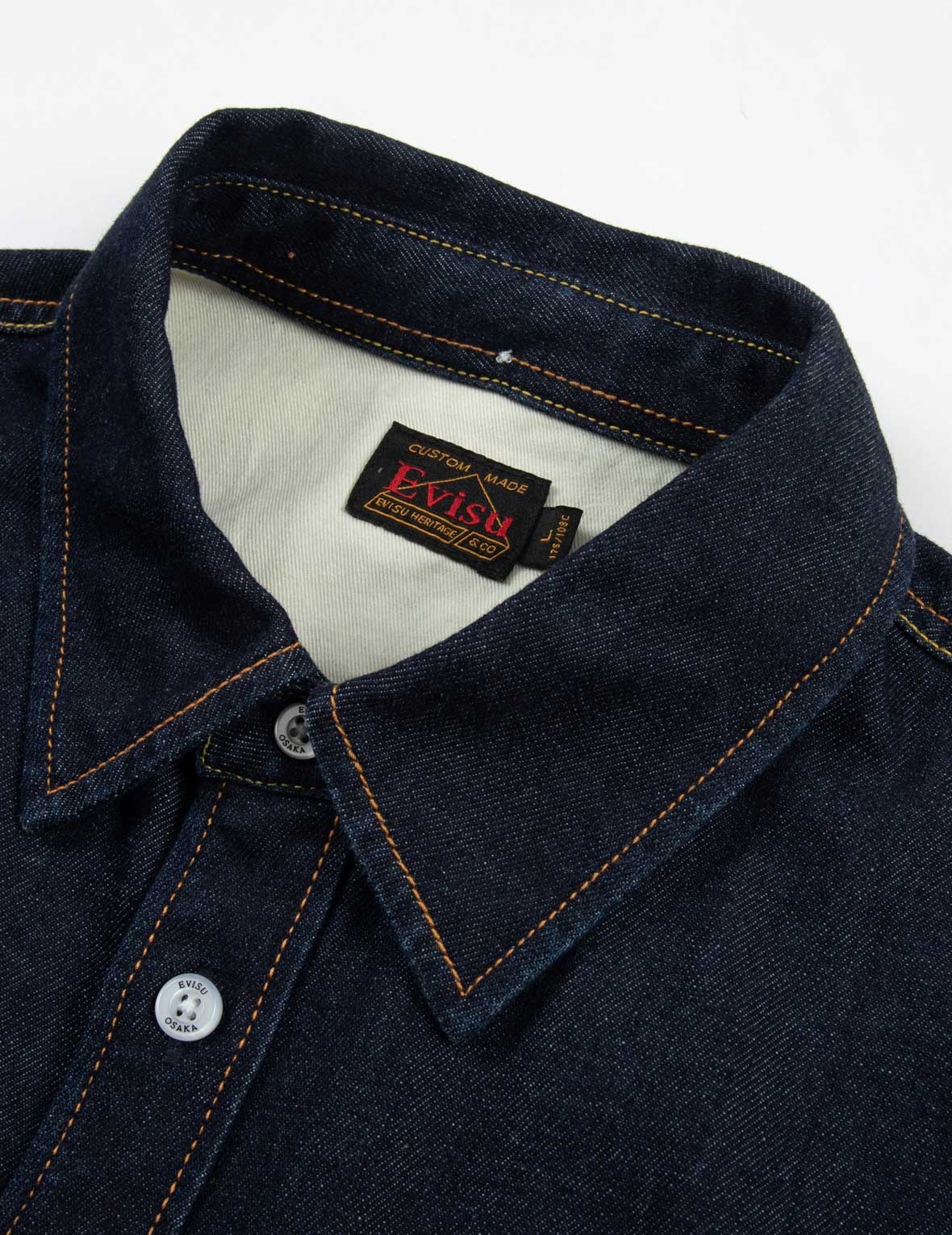 KAMON STITCHING AND THE GREAT WAVE DAICOCK PRINT RELAX FIT DENIM SHIRT - 12