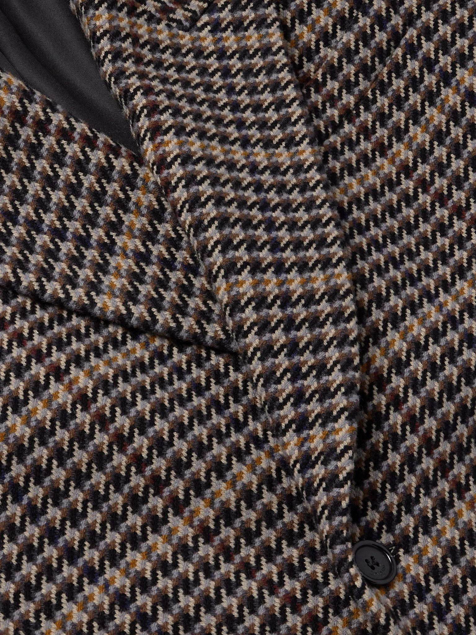 Double-Breasted Houndstooth Wool Coat Black - 5