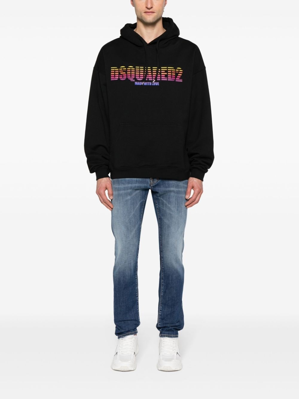 logo-print cotton hoodie - 2
