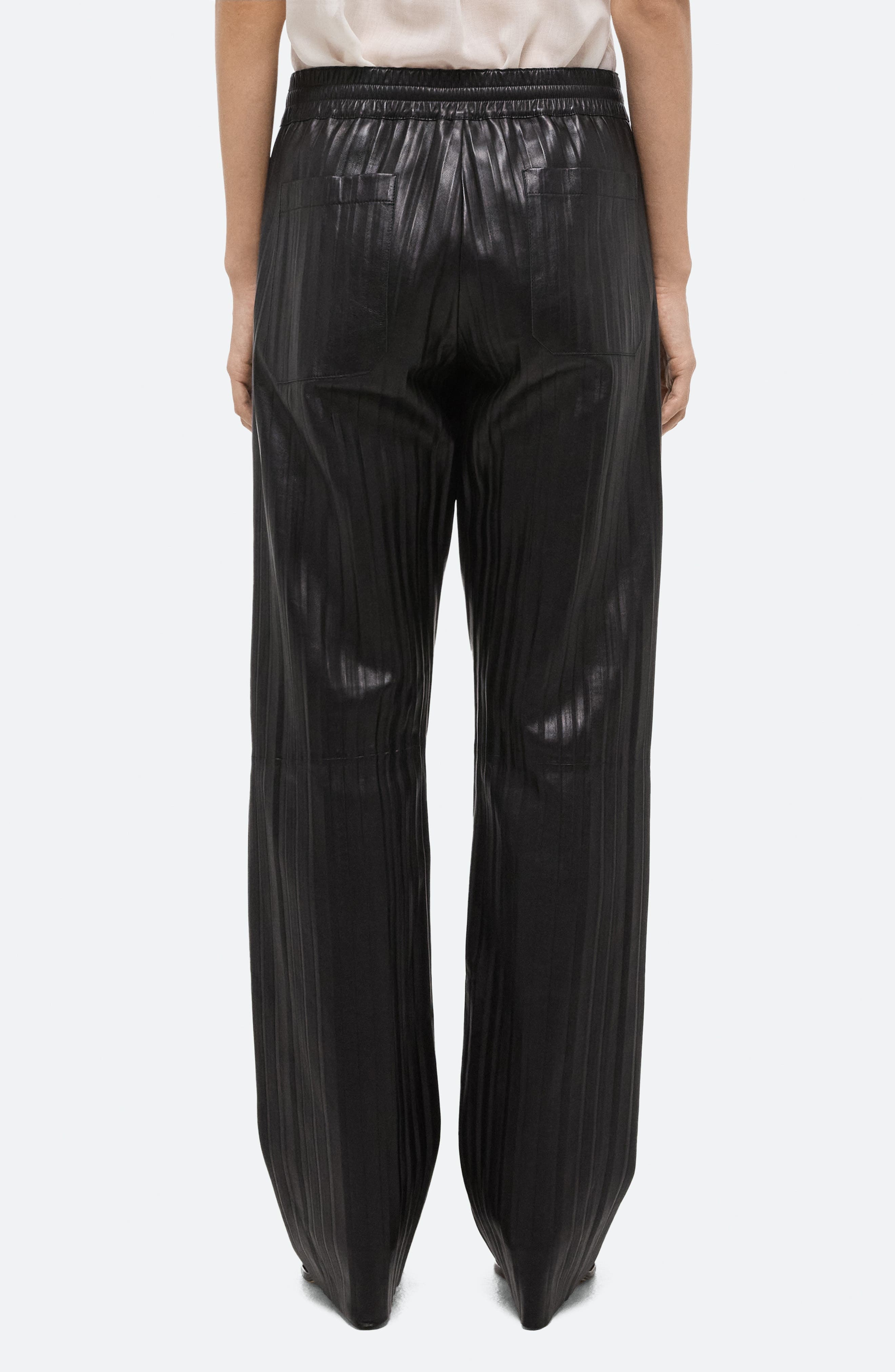 Helmut Lang Pleated Leather Car Pants in Black at Nordstrom - 2