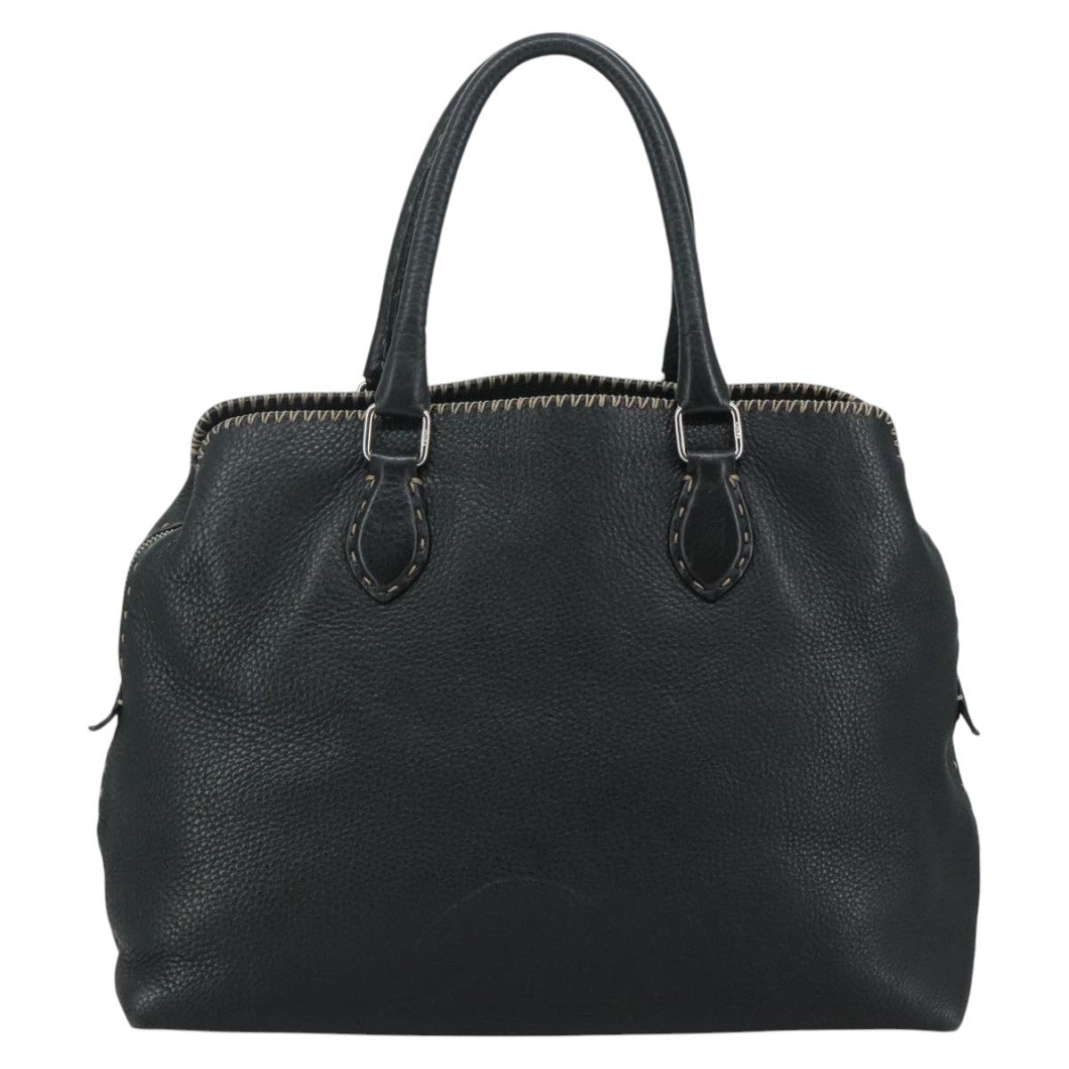 FENDI Celeria Hand Bag Leather Black Silver - 2