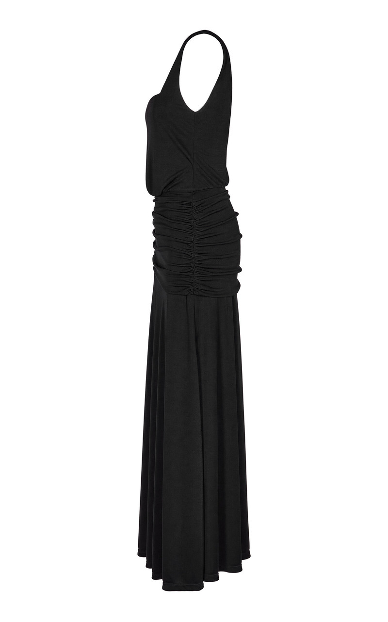 Plant Of Joy Ruched Jersey Maxi Dress black 6