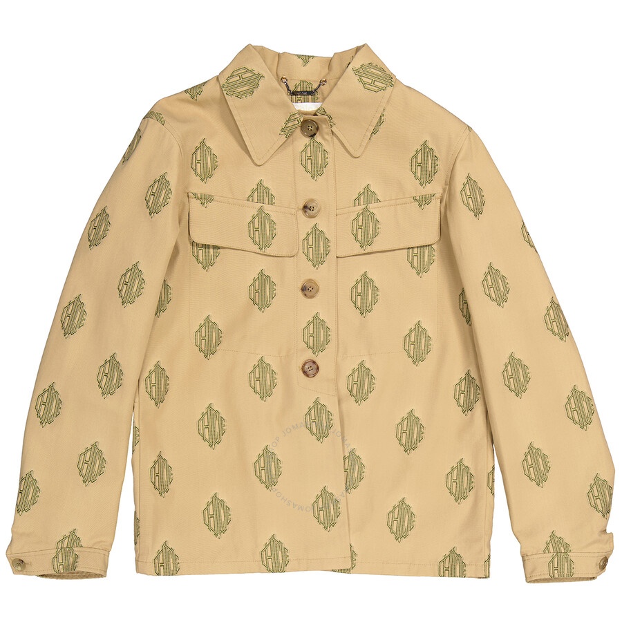 ジャケット CHLOE Woman Jacket Beige CH25SMA13339 20G Chloe Ladies Beige Embroidered Shirt Jacket, Brand Size 38