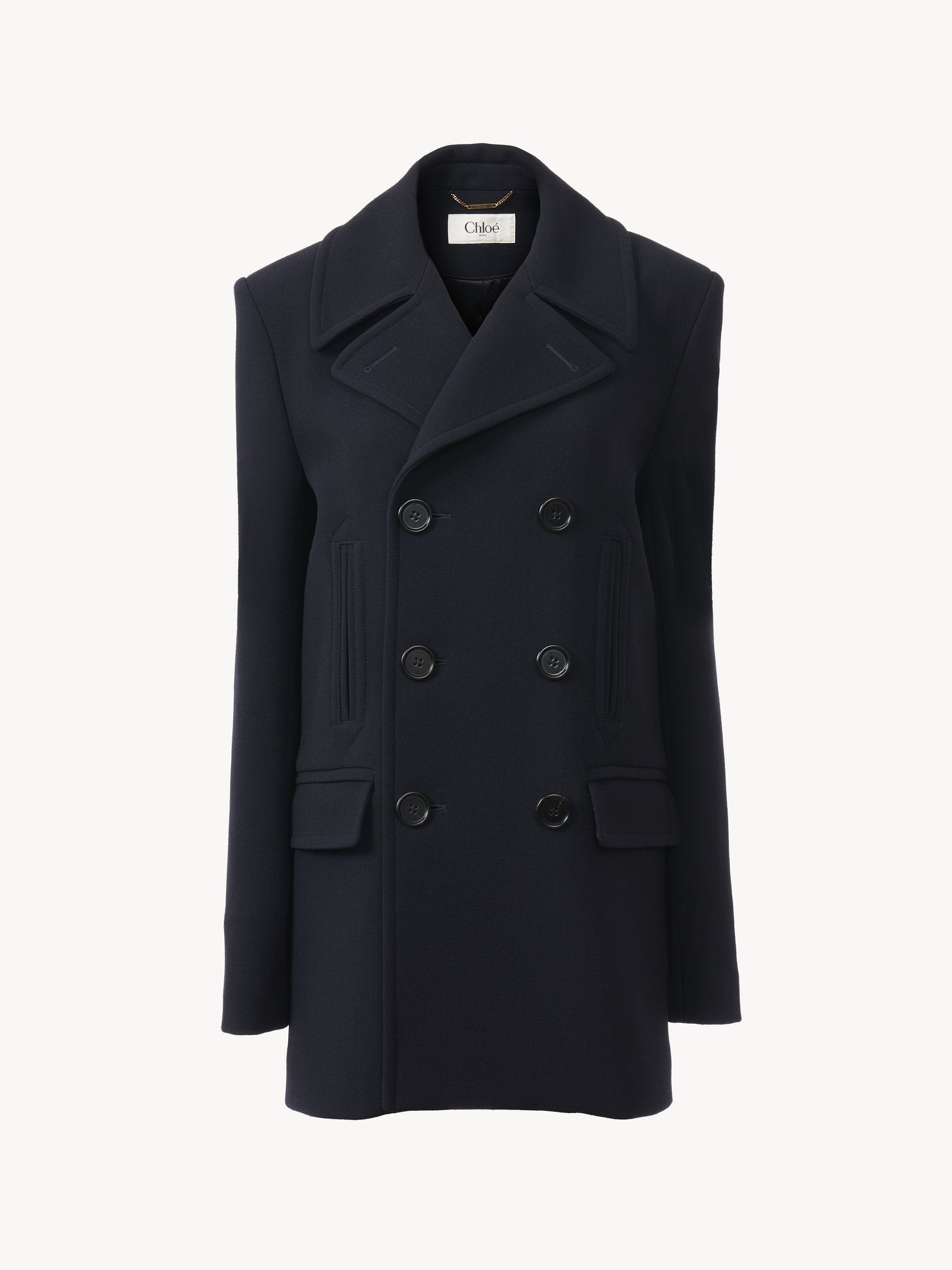PEA COAT IN DOUBLE WOOL CRÊPE - 2