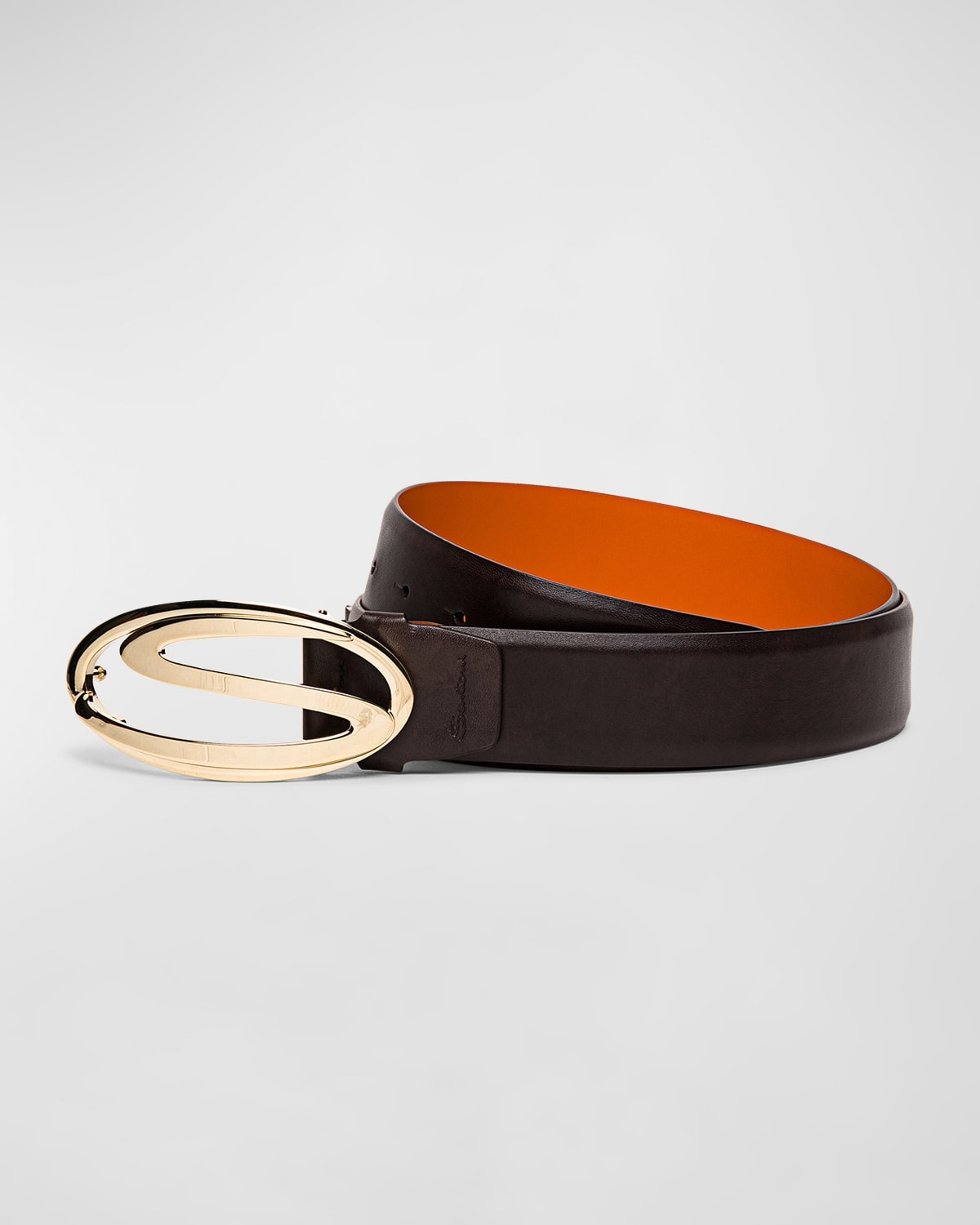 Men's Oval S-Logo Cuttable Leather Belt - 3