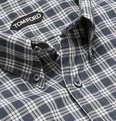 Rady Slim-Fit Button-Down Collar Checked Cotton-Voile Shirt - 12