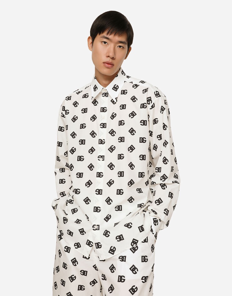 Oversize cotton shirt with DG Monogram print - 3