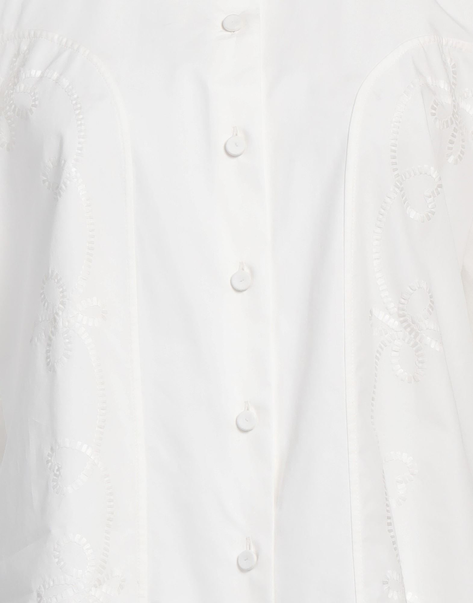 White Women's Solid Color Shirts & Blouses - 4