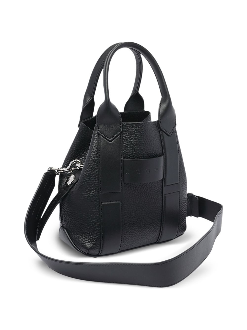 Script leather tote bag - 3