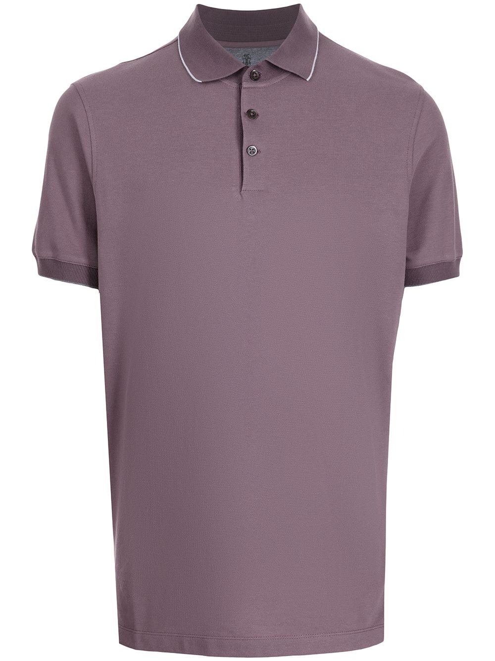 ribbed-trim coton polo shirt - 1