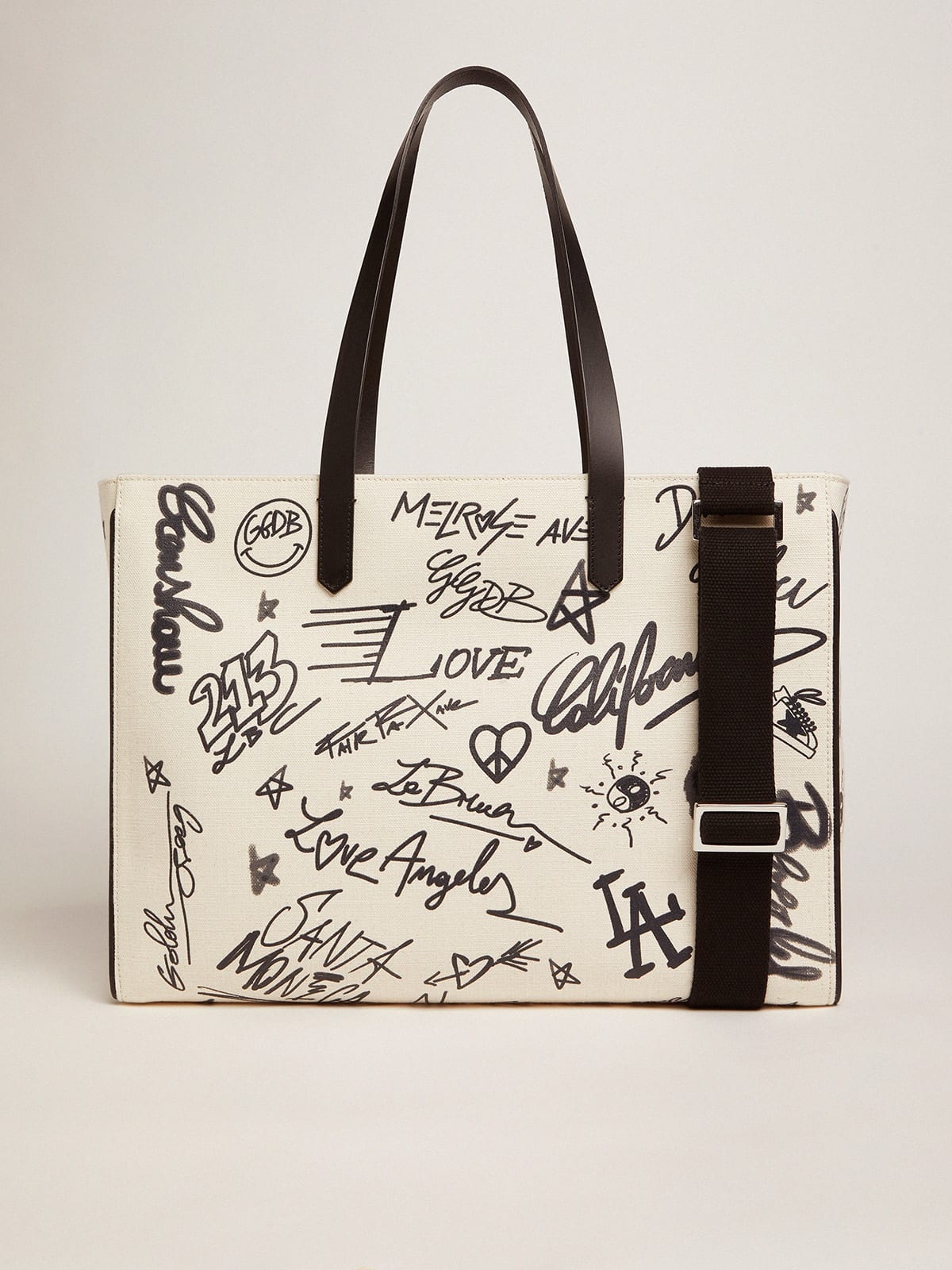 White East-West California Bag with contrasting black graffiti print - 2