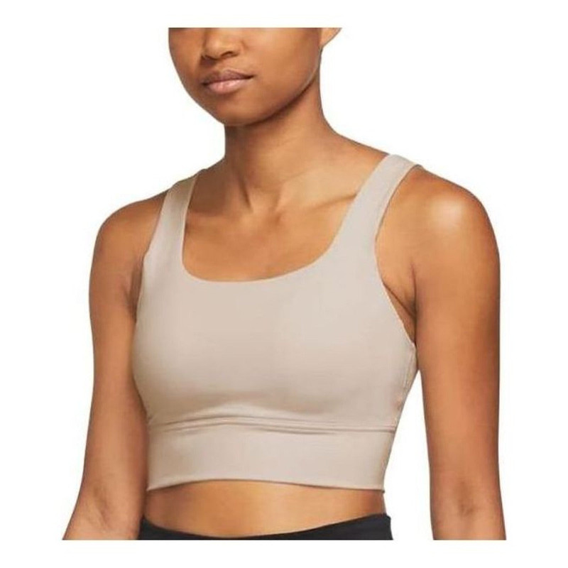 (WMNS) Nike Zenvy Longline 중간 지원 패딩 스포츠 브래지어 '베이지' DO6620-104 - 1