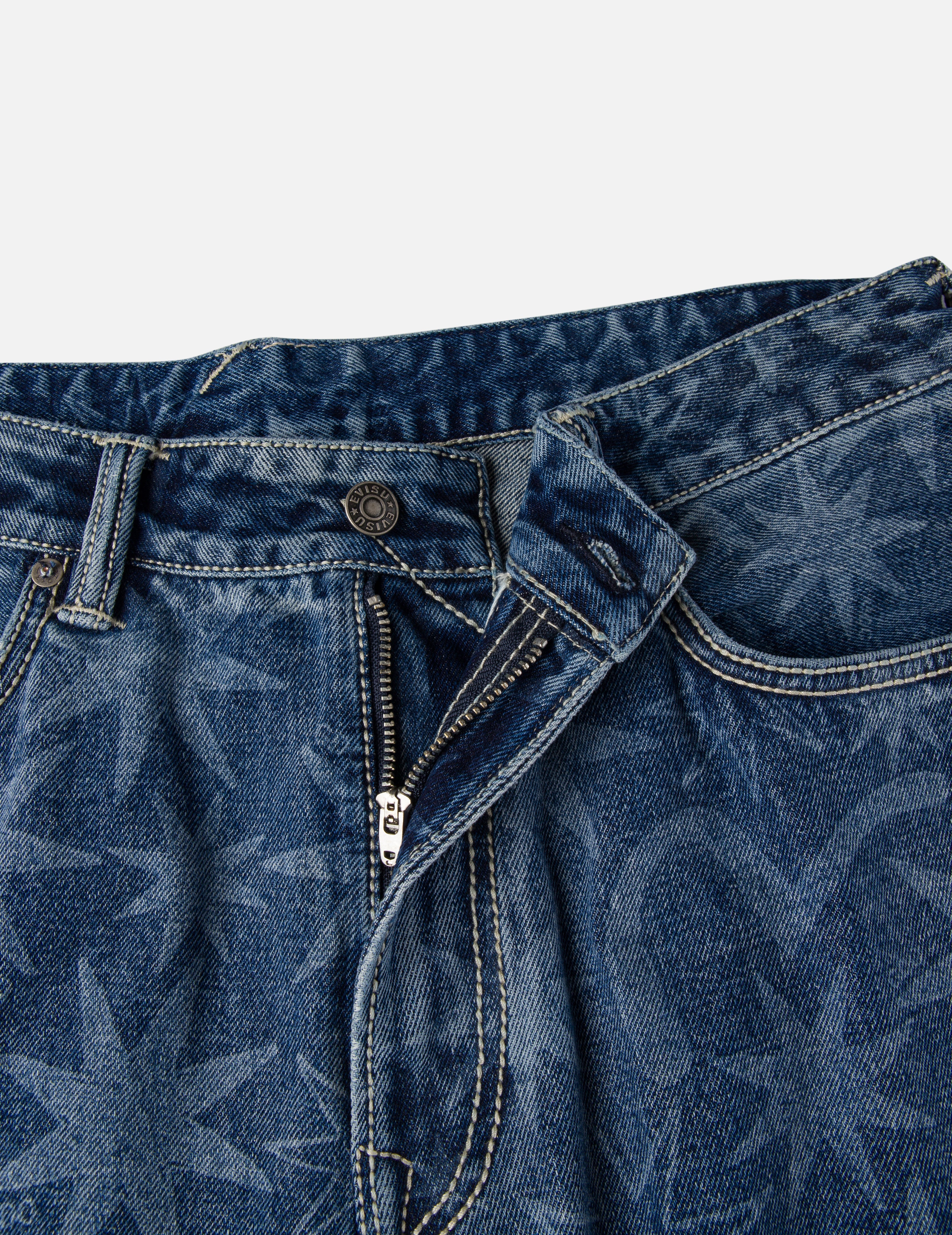 EVISU X GDC Allover Washed Print Relax Fit Jeans - 8