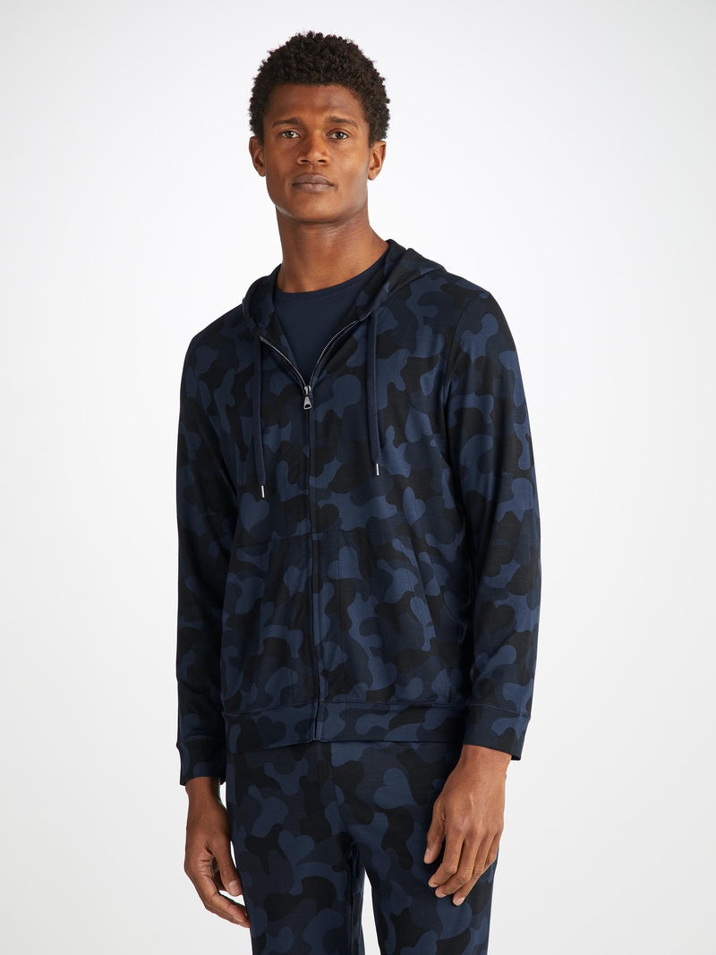 Derek Rose Men's Hoodie London 11 Micro Modal Navy outlook